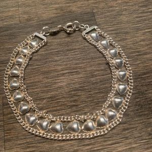 Vintage Sterling Silver FAS Heart-link Bracelet.